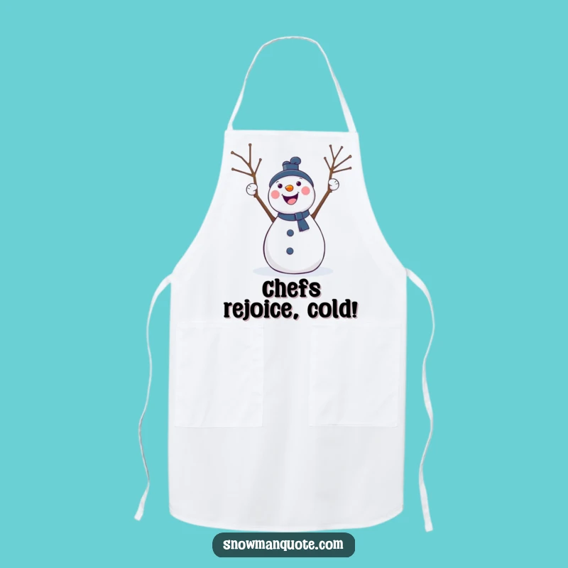 Funny Cheering Snowman Apron: Kitchen Cheer with Twig Arm Design