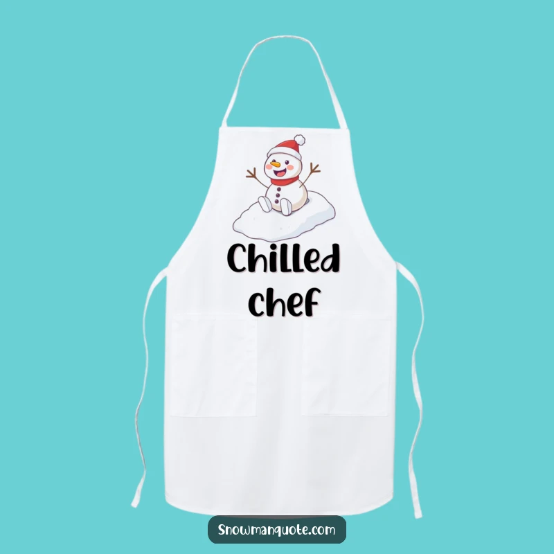 Funny Playful Snowman Hill Apron: Kitchen Fun for Winter Lovers