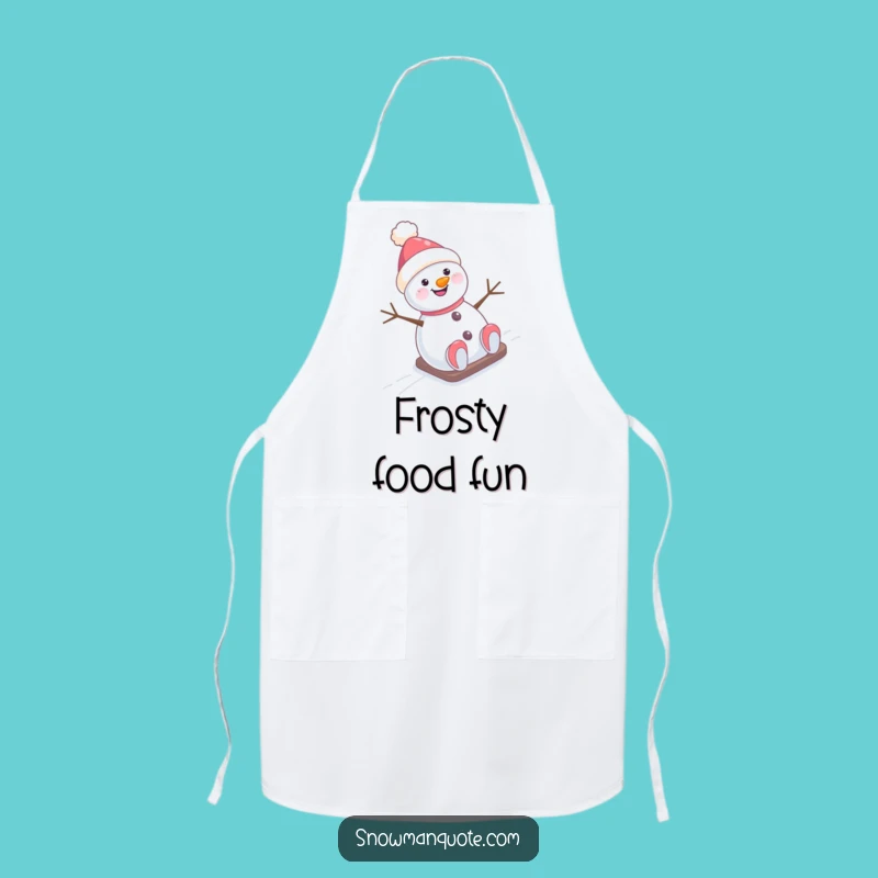 Funny Snowman Hill Slide Apron: Kitchen Fun with a Hilarious Winter Character