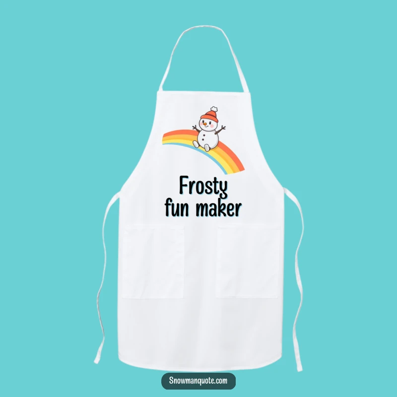 Funny Snowman Rainbow Slide Apron: Cheerful Kitchen Wear for Joyful Cooking