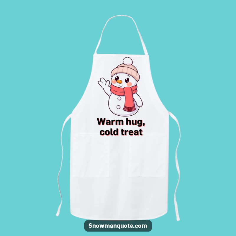 Funny Snowman Friendly Wave Apron: Kitchen Cheer with Winter Character