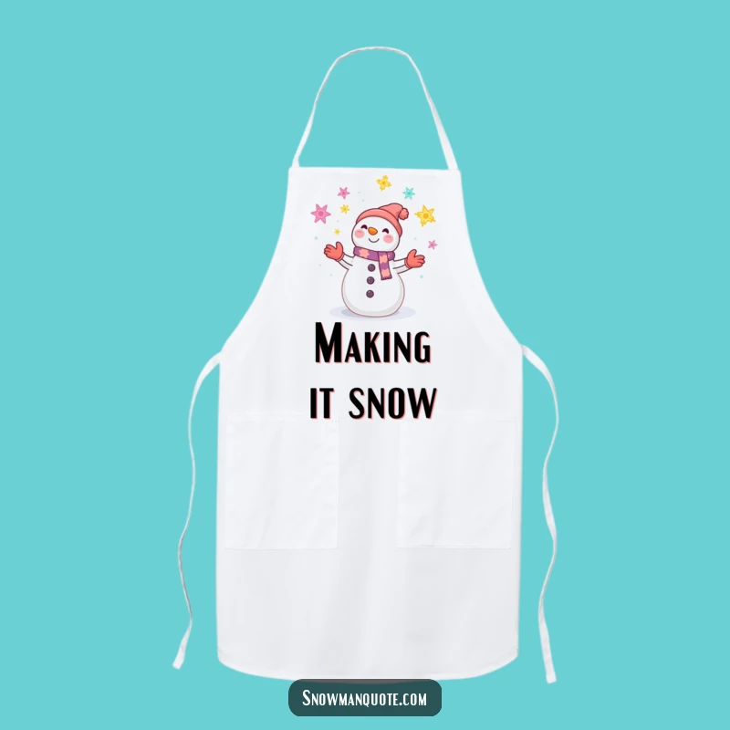 Funny Snowman Juggling Apron - Winter Snowflake Kitchen Fun Gift