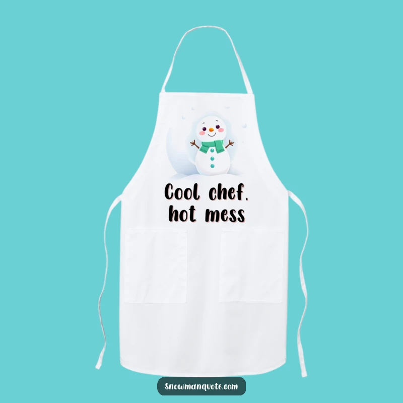 Funny Snowman Peek Apron: Winter Baking Fun, Giant Snowball, Chef's Gift