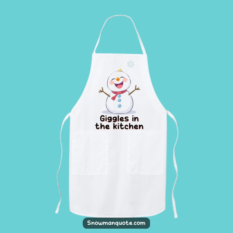Funny Giggling Snowman Apron - Snowflake Tickle Kitchen Fun & Gift