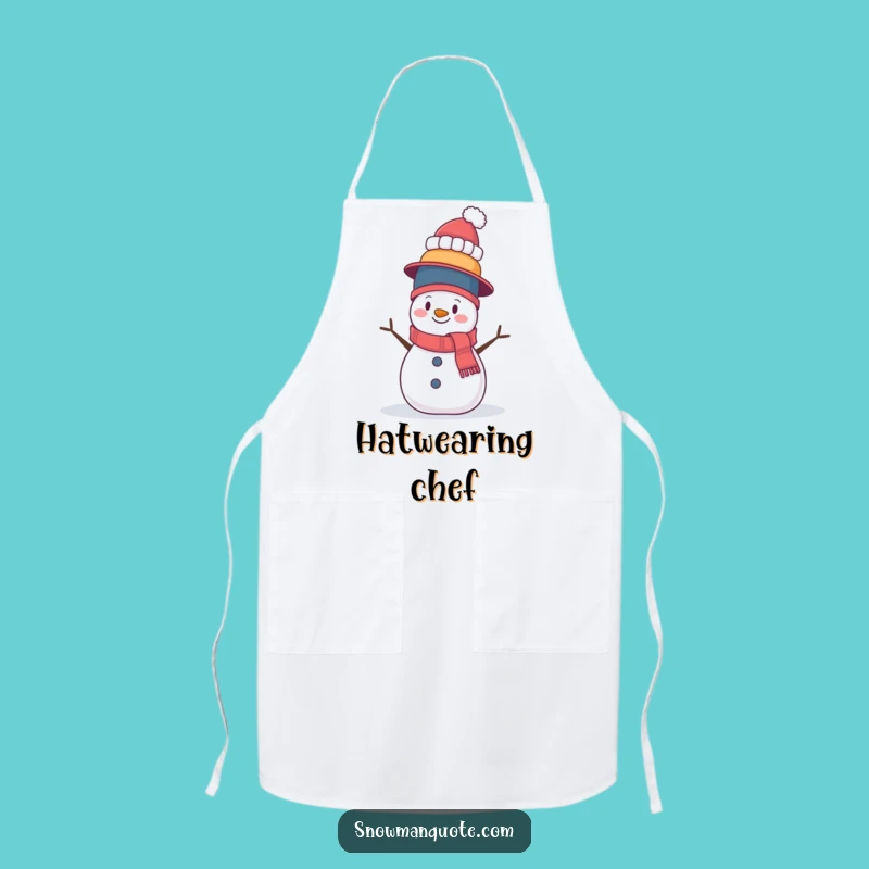 Funny Wobbly Hat Snowman Apron - Hilarious Kitchen Juggling Act