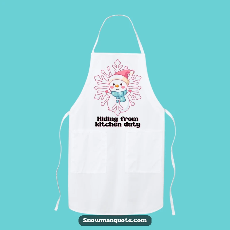 Funny Snowman Peeking Apron: Mysterious Winter Kitchen Fun Gift