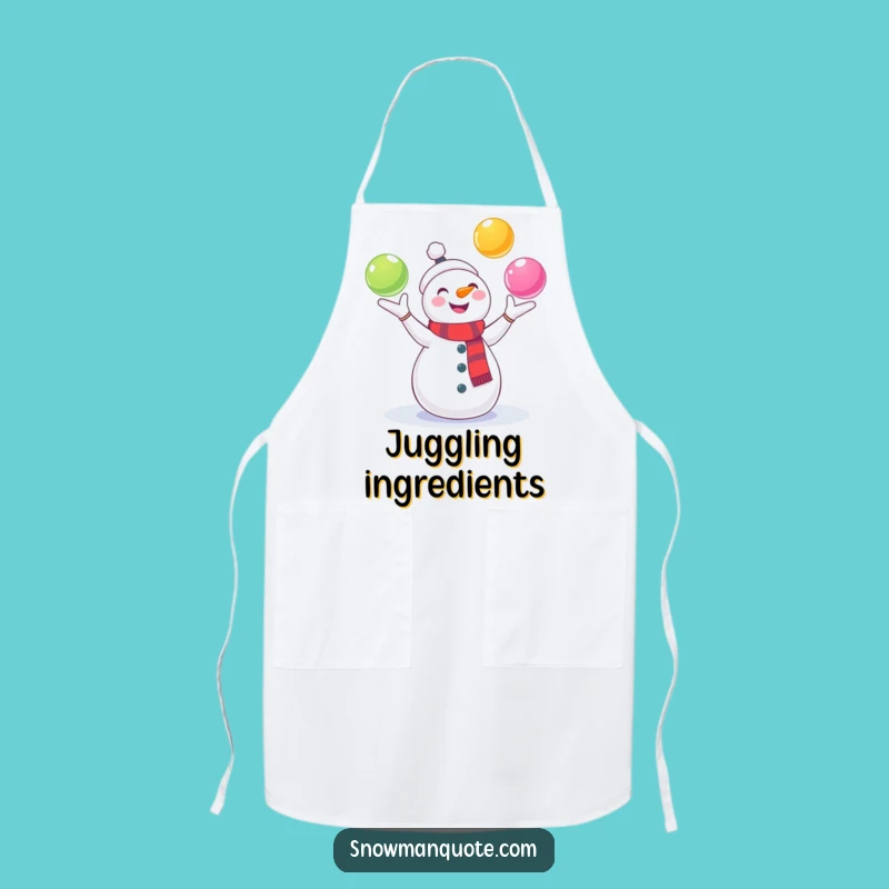 Funny Juggling Snowman Apron: Gleeful Chef Pal, Hilarious Kitchen Fun