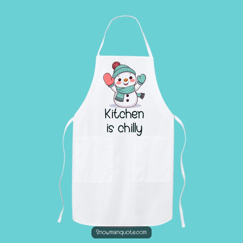 Funny Snowman Waving Apron: Cheerful Winter Kitchen Fun Gift