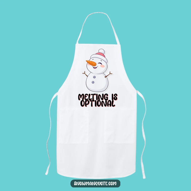 Funny Winking Snowman Apron: Playful Carrot Nose Kitchen Gift