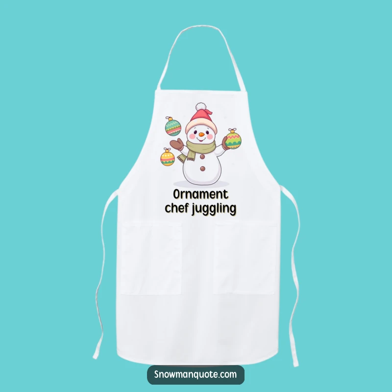Funny Snowman Juggling Apron: Festive Kitchen Fun with Hopeful Winter Flair Gift