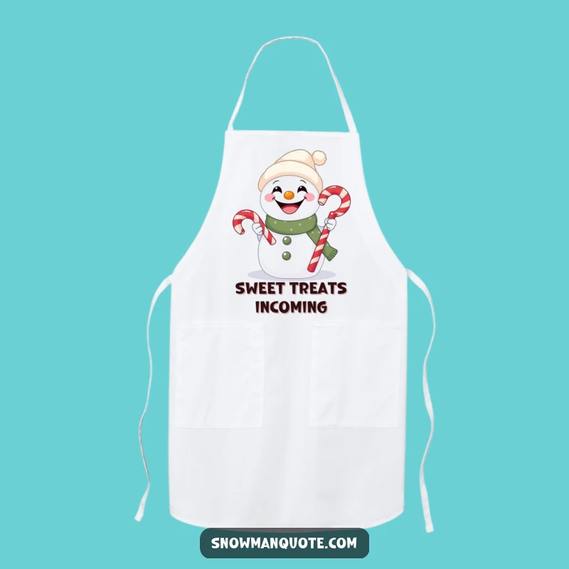 Funny Snowman Candy Cane Apron - Festive Kitchen Fun for a Sweet Baker