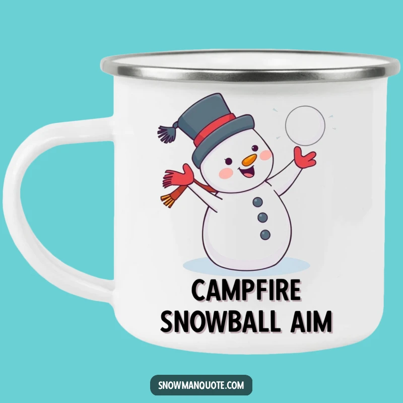 Funny Jolly Snowman Snowball Camping Mug: Outdoor Winter Fun, Rugged Funny Gift