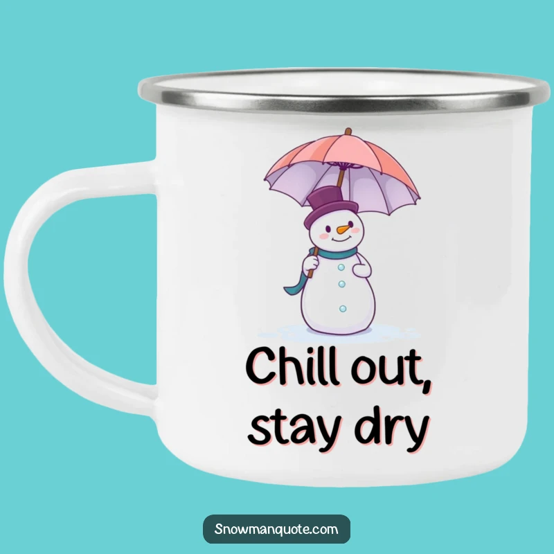 Funny Snowman Umbrella Camping Mug - Adventure Humor for Outdoor Enthusiasts