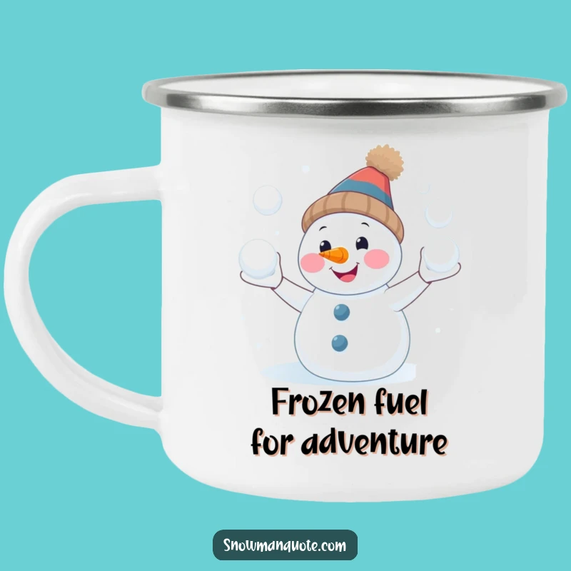 Funny Snowman Juggling Camp Mug: Hilarious Winter Outdoor Fun Gift