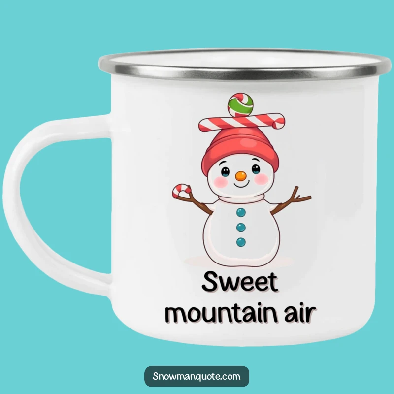 Funny Candy Cane Snowman Camping Mug: Festive Balance Outdoor Gift