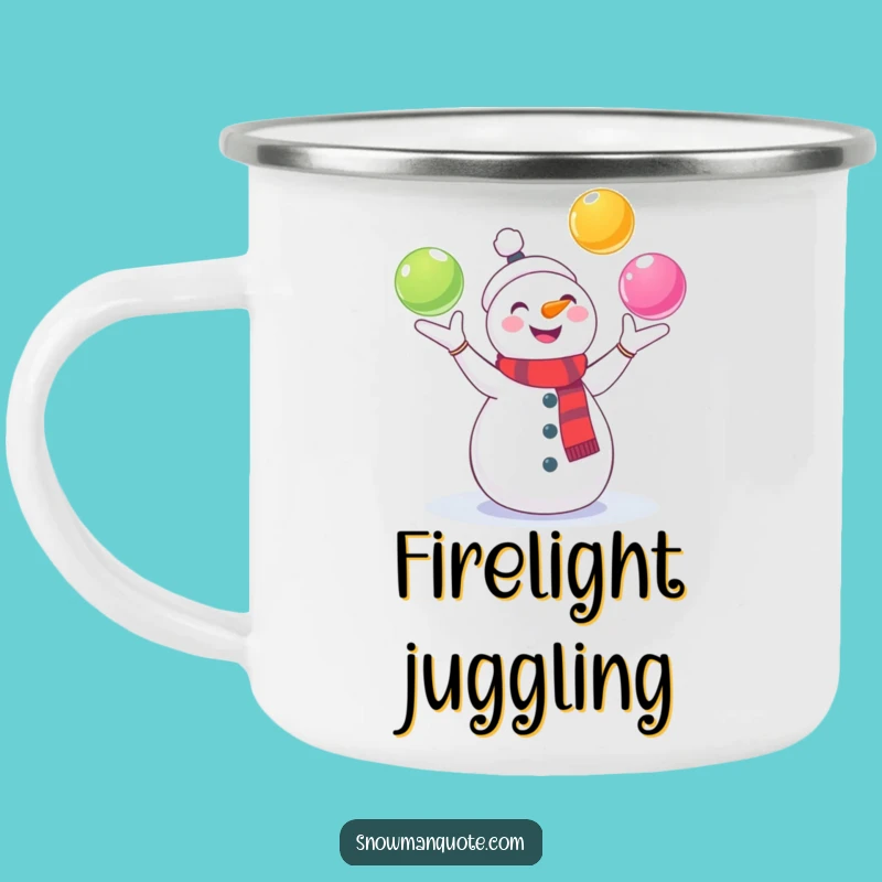 Funny Juggling Snowman Camping Mug: Gleeful Pal Cup, Hilarious Outdoor Gift