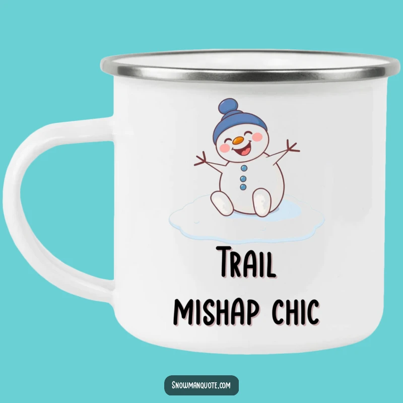 Funny Slipping Snowman Camping Mug - Hilarious Outdoor Drinkware
