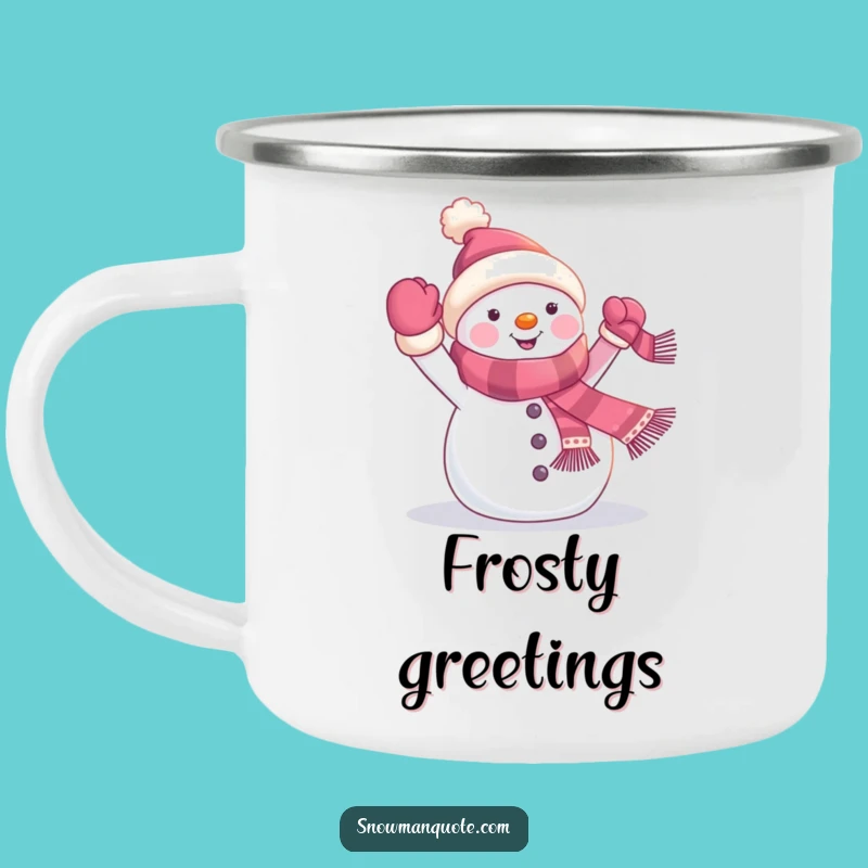 Funny Snowman Banner Camping Mug: Cheerful Pal, Cozy Outdoor Gift
