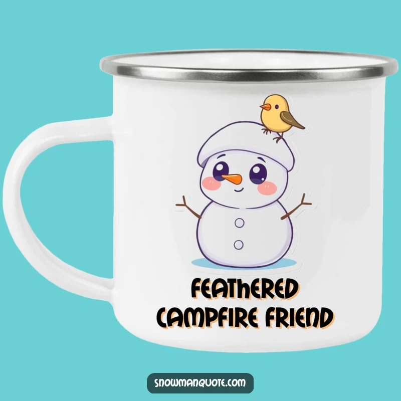 Funny Snowman Bird Camping Mug: Surprised Pal Meets Friend, Durable & Comical Funny Gift