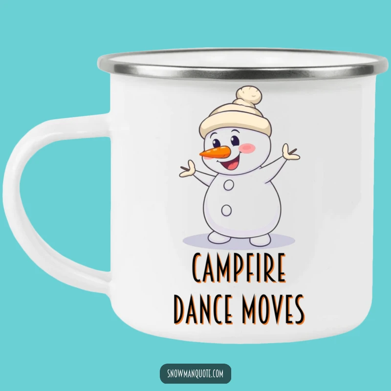 Funny Snowman Dance Camping Mug: Silly Moves, Outdoor Winter Fun, Gift
