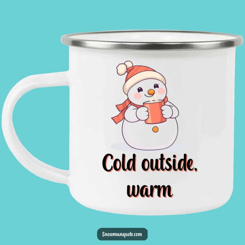 Funny Snowman Enamel Mug, Outdoor Adventure, Hilarious Camping Gift