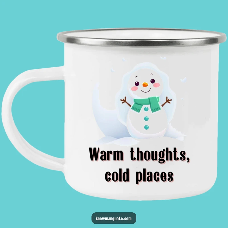 Funny Snowman Peek Camping Mug: Giant Snowball, Outdoor Winter Fun, Gift