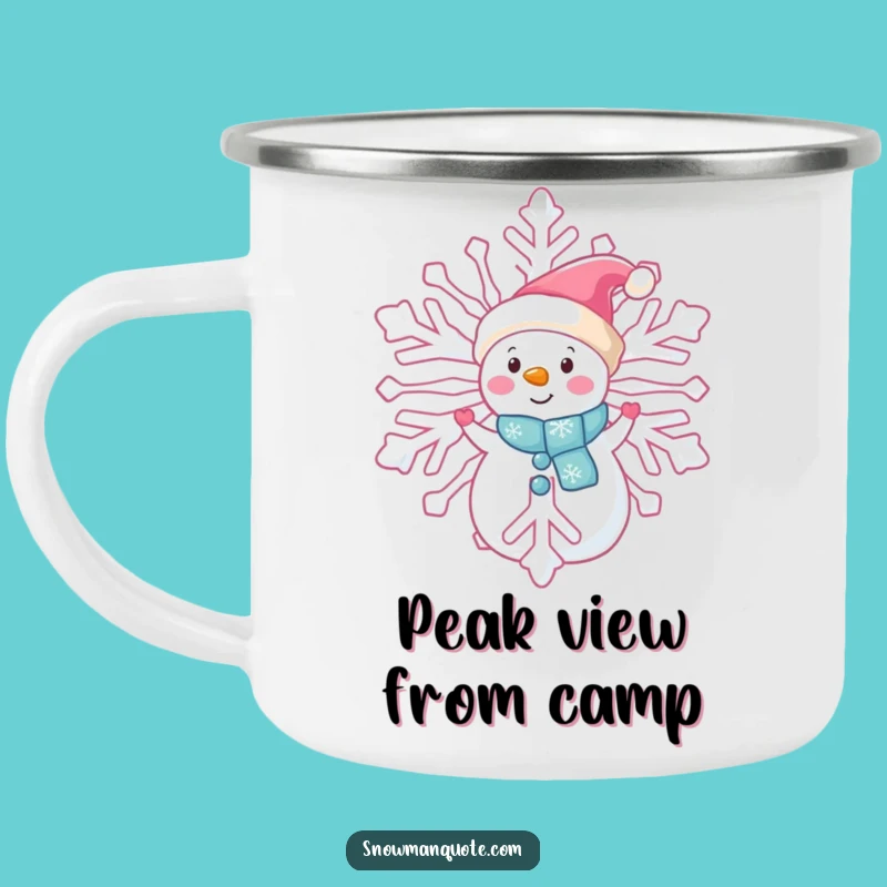 Funny Snowman Peeking Camp Mug: Mysterious Winter Outdoor Fun Gift