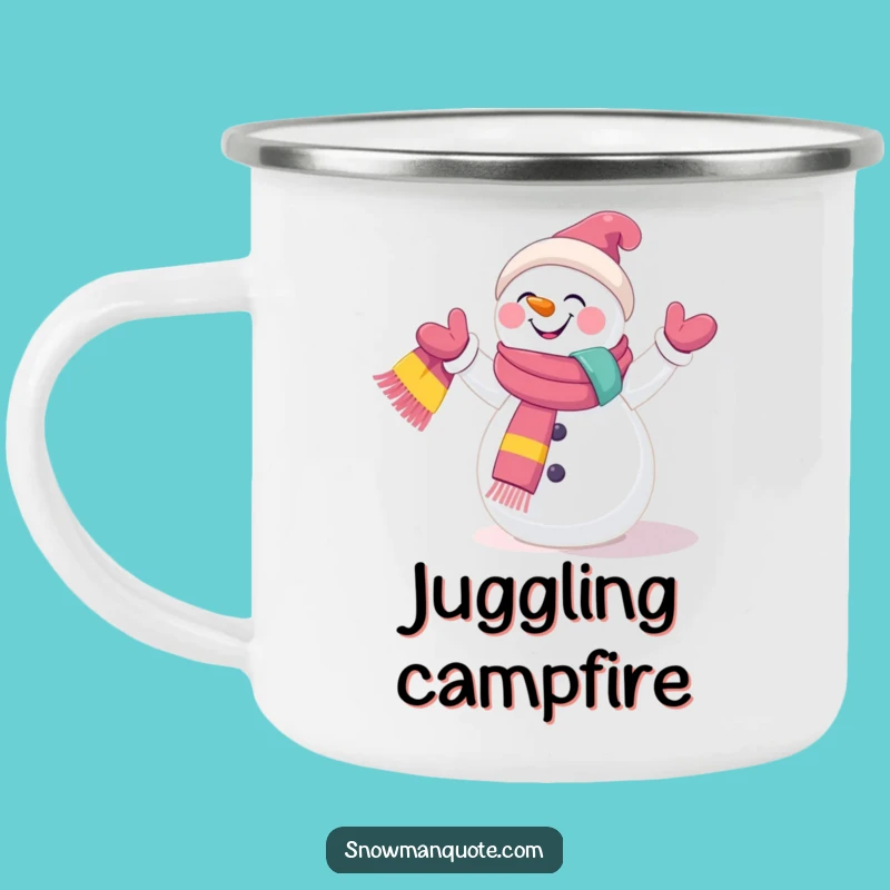 Funny Snowman Juggling Camping Mug: Enjoy Adventures with Playful Cheer Funny Gift