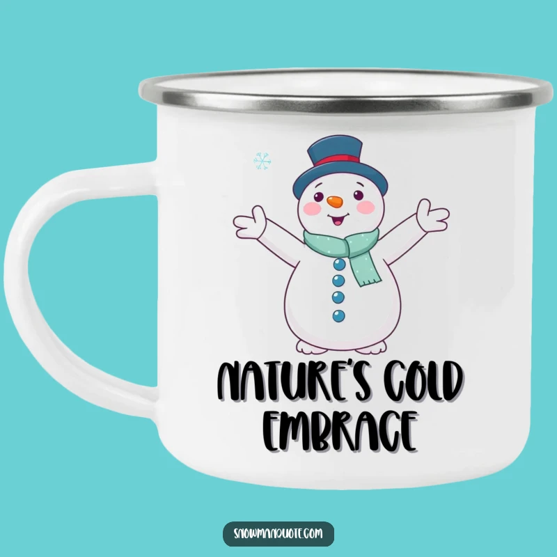 Funny Snowman Snowflake Hug Camping Mug: Outdoor Winter Peace, Rugged Funny Gift