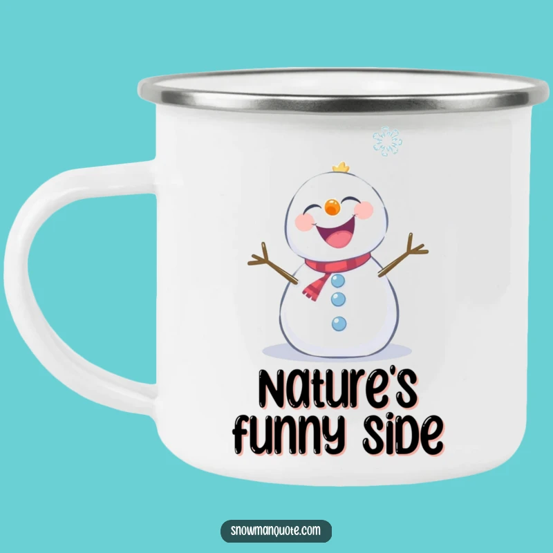Funny Giggling Snowman Camping Mug - Snowflake Tickle for Outdoor Laughs Gift