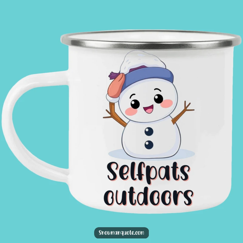 Funny Snowman Patting Camping Mug: Enjoy Adventures with Self-Love Cheer Funny Gift