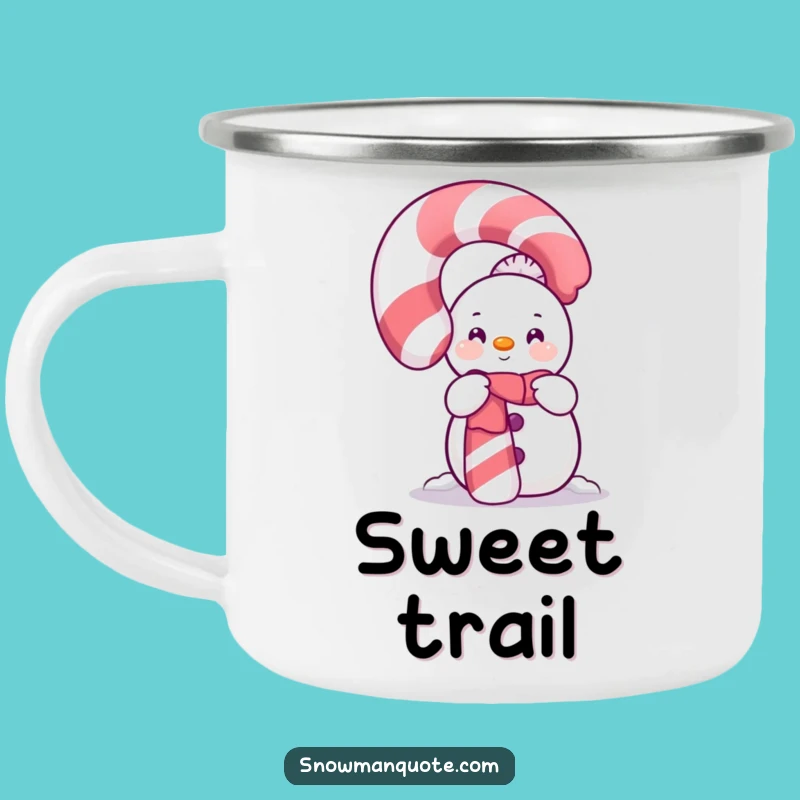 Funny Shy Snowman Candy Cane Camping Mug: Sweet Holiday Adventures