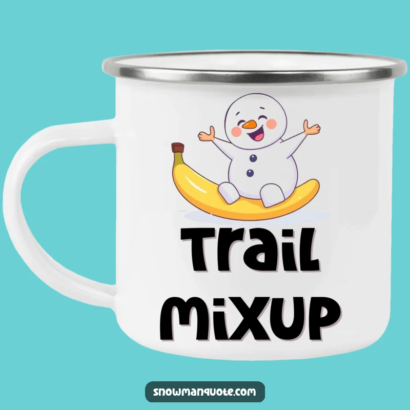 Funny Snowman Slip Camping Mug - Comedic Winter Trail Fumble Gift