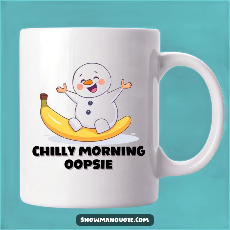 Funny Snowman Slip Mug - Comedic Winter Fumble Surprise Gift