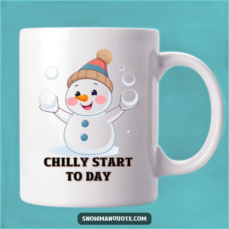 Funny Snowman Juggling Snowballs Mug: Hilarious Winter Fun Gift Idea