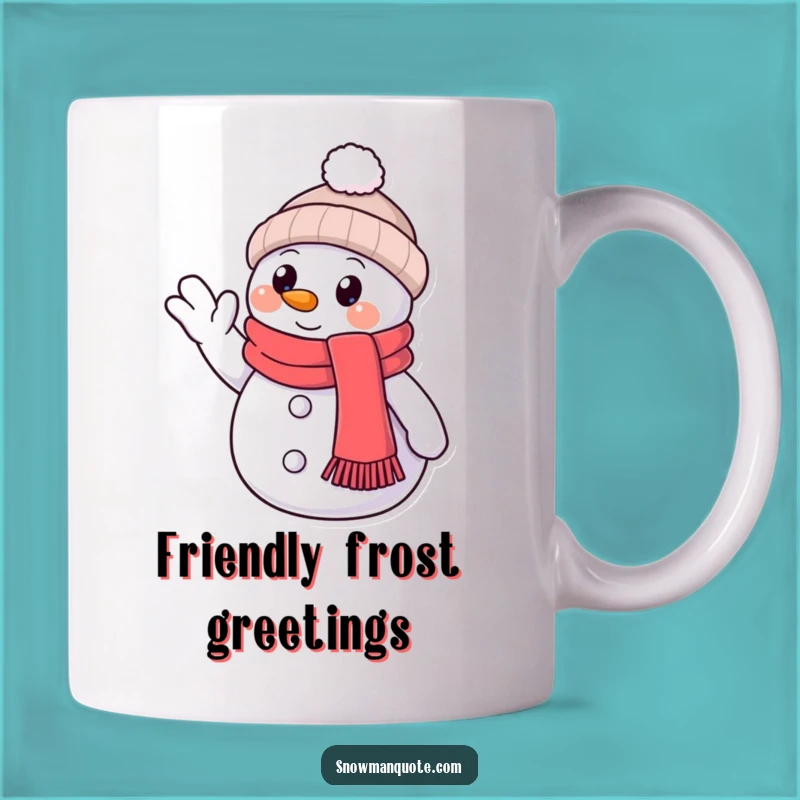 Funny Snowman Friendly Wave Mug: Charming Winter Character Gift Idea