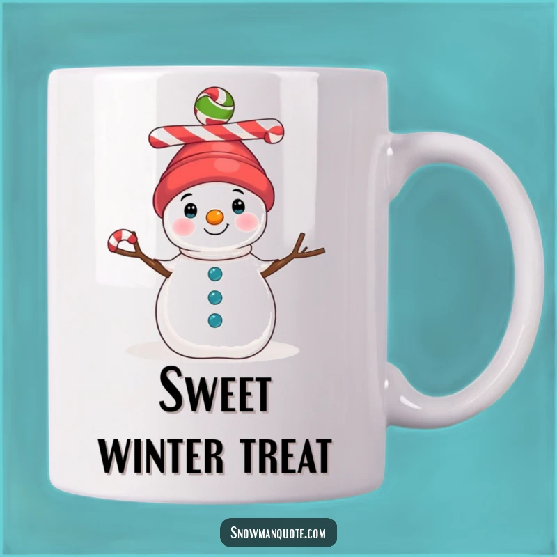 Funny Candy Cane Snowman Mug: Festive Balance Gift for Sweet Moments
