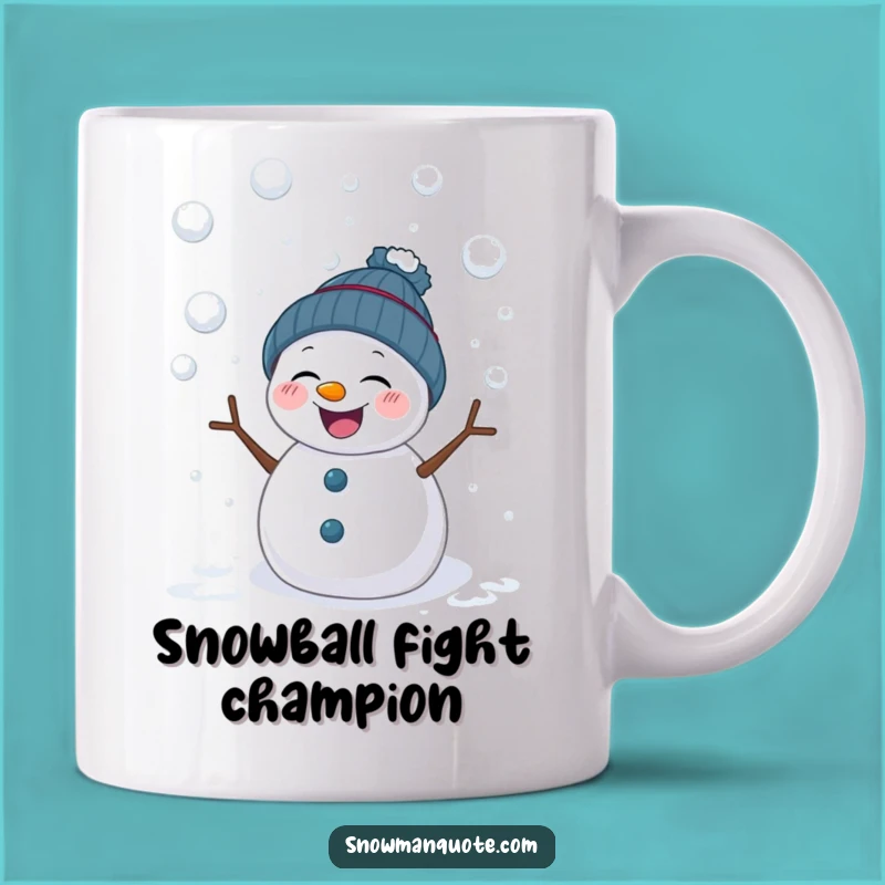 Funny Giggling Snowman Snowball Fight Mug - Hilarious Winter Fun Gift