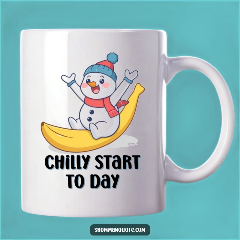 Funny Snowman Banana Slip Mug - Hilarious Winter Fails Gift for a Chilly Laugh