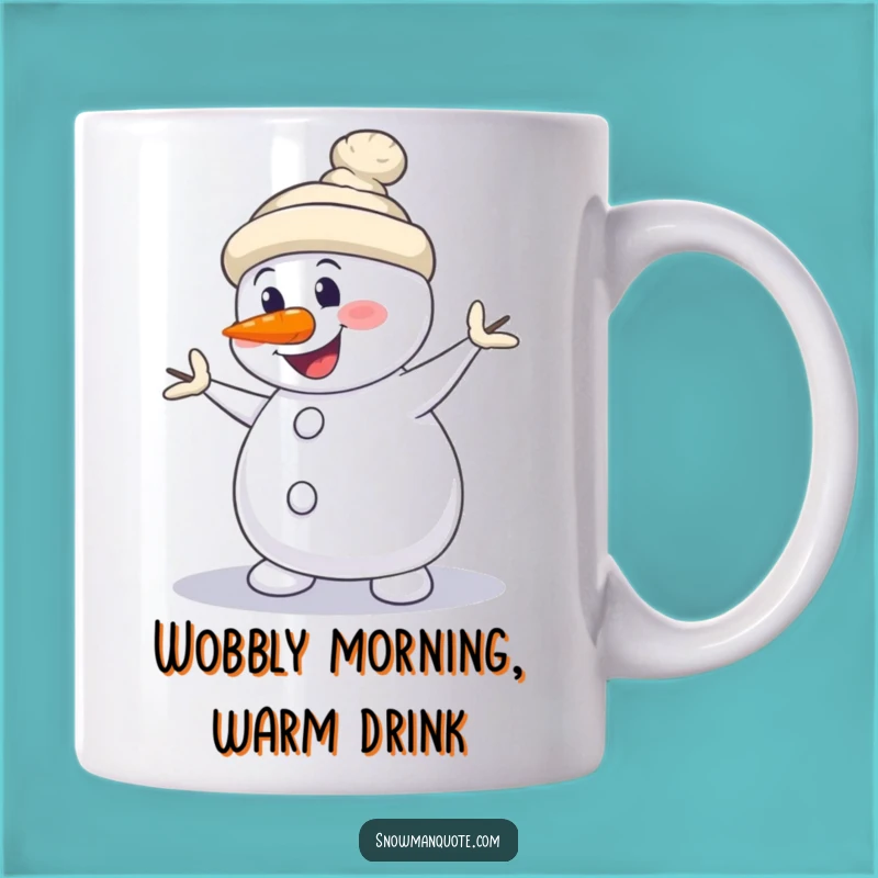 Funny Snowman Dance Mug: Silly Moves, Askew Nose, Winter Gift