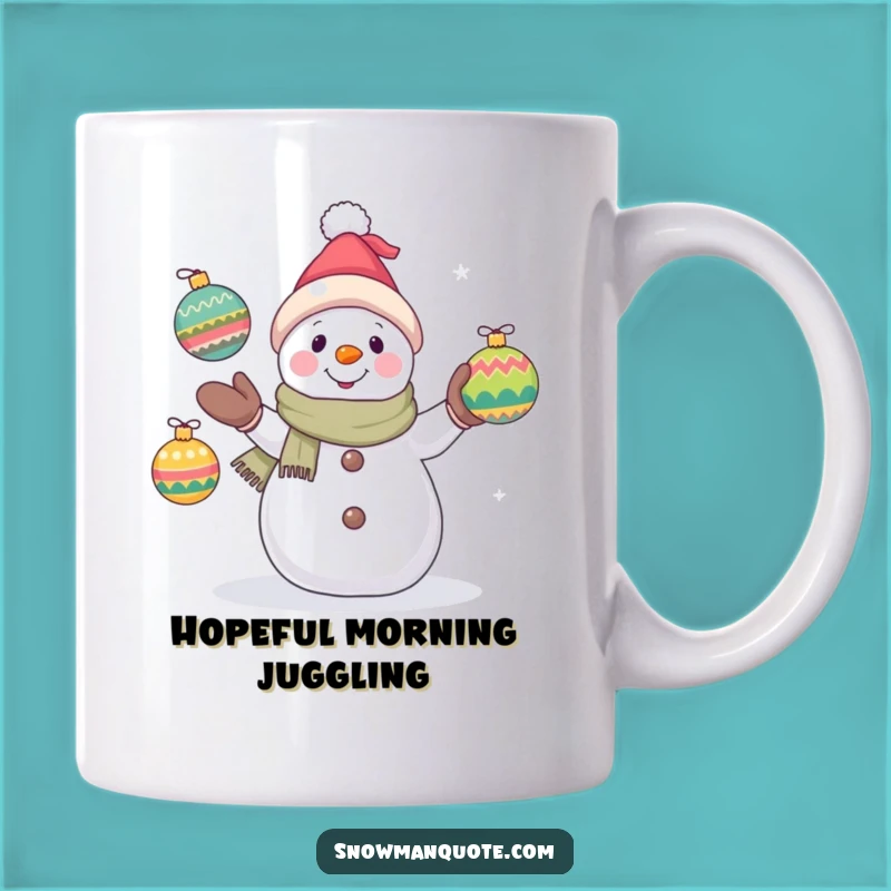 Funny Snowman Juggling Mug: Holiday Cheer with a Hopeful Winter Gift
