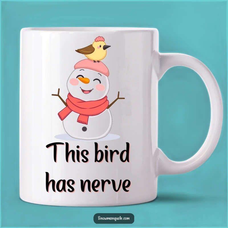 Funny Snowman Pecked Hat Mug: Surprised Winter Character Gift Idea