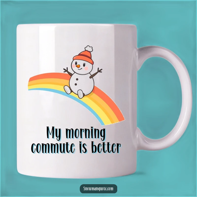Funny Snowman Rainbow Slide Mug: Cheerful Winter Gift for Humor Lovers