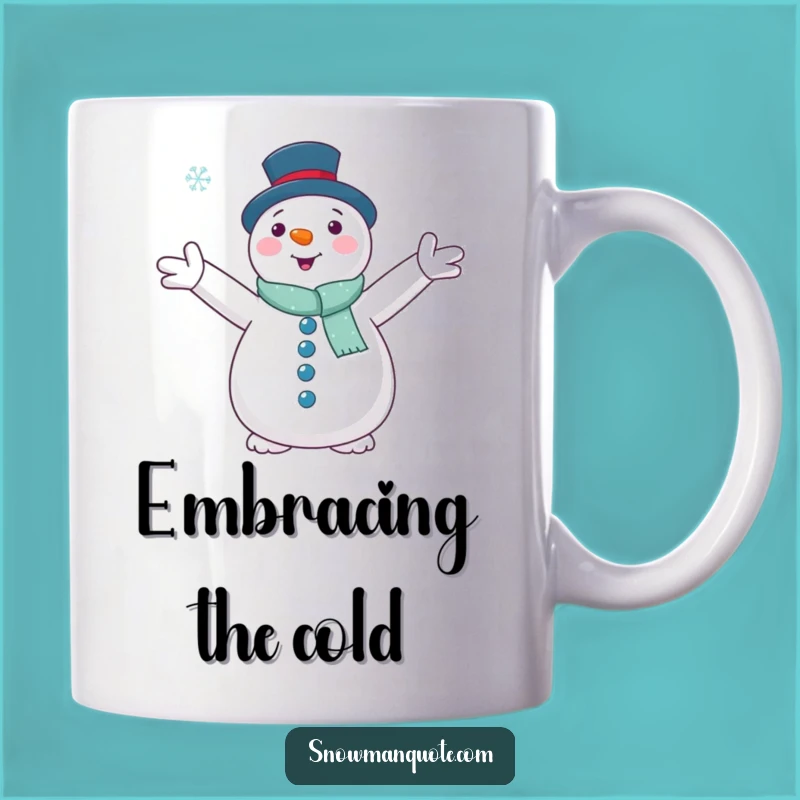 Funny Snowman Snowflake Hug Mug: Winter Serenity Moment, Perfect Gentle Gift