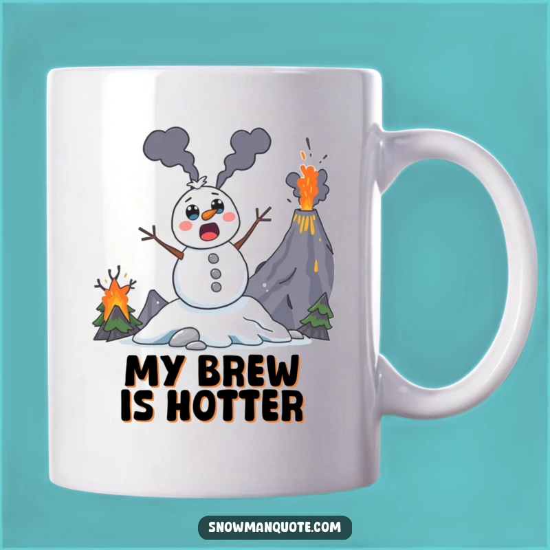 Funny Volcano Snowman Mug: Surprised Winter Surprise Gift for Thrill Seekers
