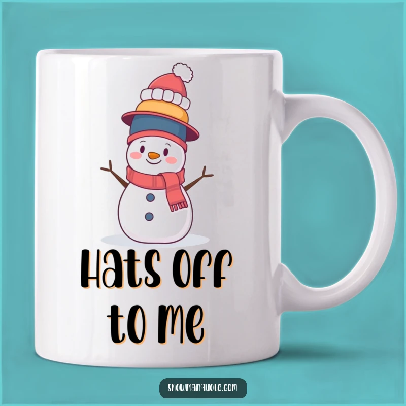 Funny Wobbly Snowman Hat Stack Mug - Hilarious Balancing Act Gift