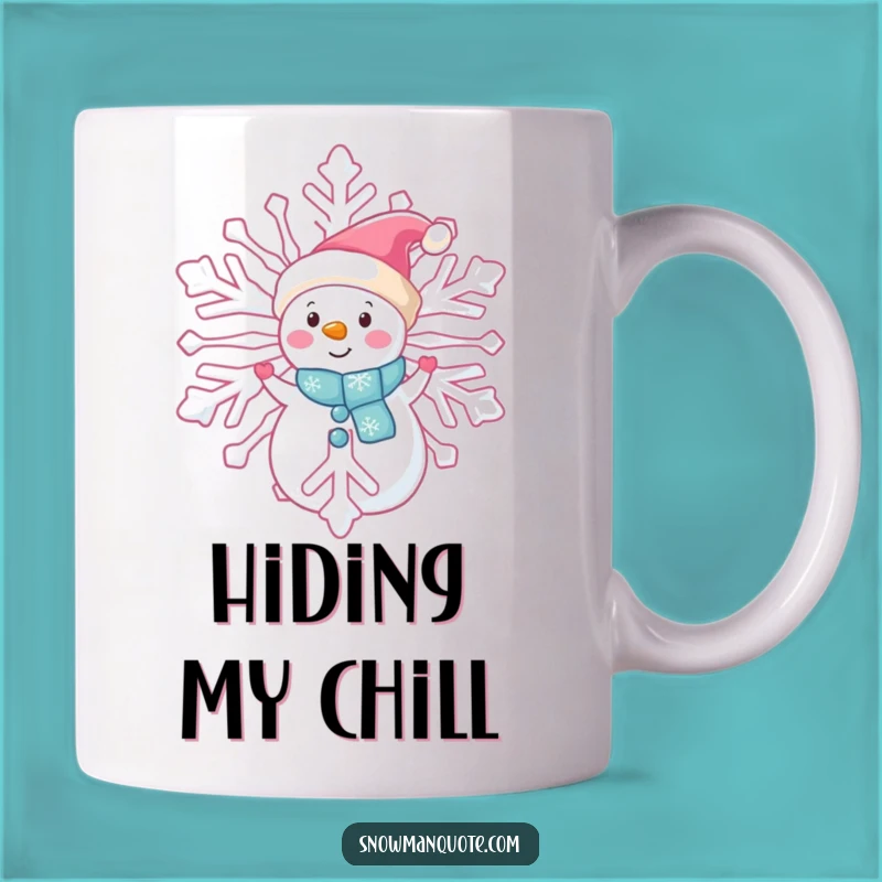 Funny Snowman Peeking Snowflake Mug: Mysterious Winter Fun Gift Idea
