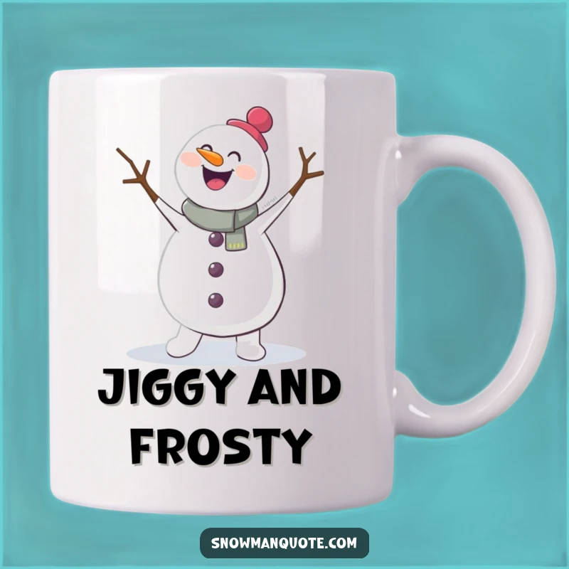 Funny Happy Jigging Snowman Mug - Hilarious Winter Dance Gift Idea for Friends