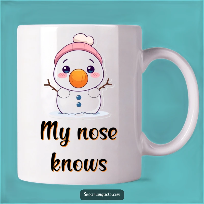 Funny Snowman Carrot Nose Mug - Shy Winter Peek Surprise Gift
