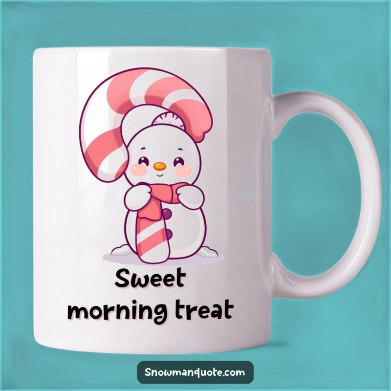 Funny Shy Snowman Candy Cane Mug: Sweet & Humorous Holiday Gift